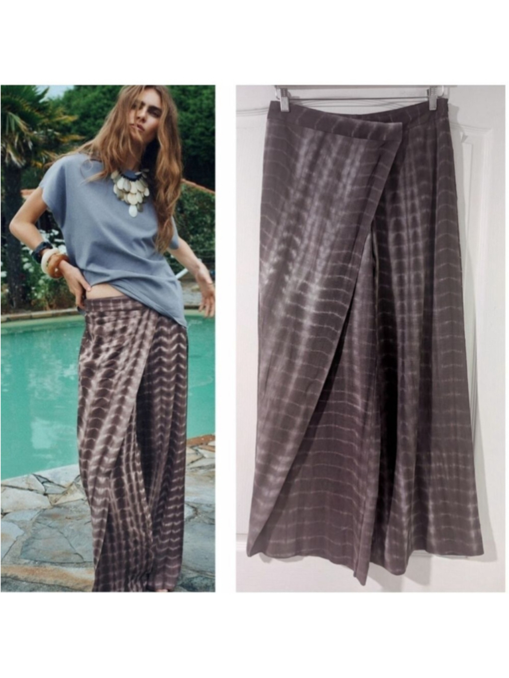 NEW Zara | Tie-Dye Wrap Pants